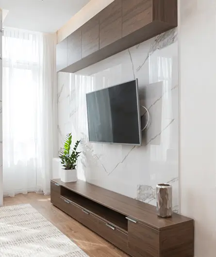 Wall mounted TV installation